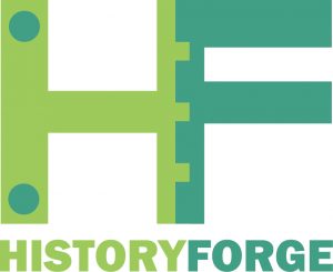 HistoryForge Logo - two toned green with the letters HF
