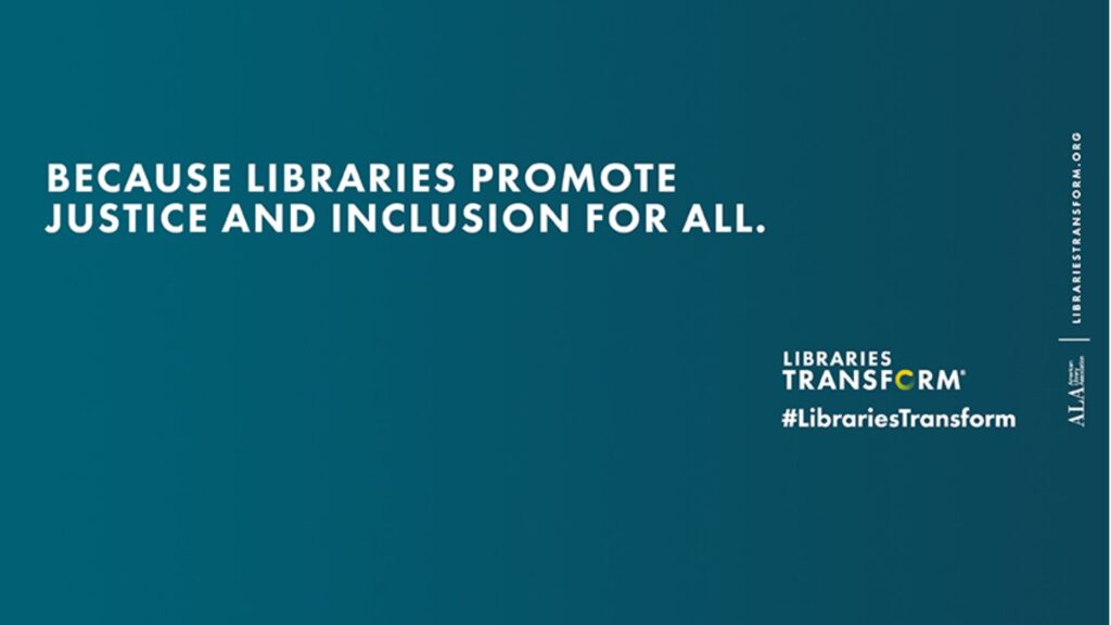 LIBRARIES FOR ALL -- ALA logo for Libraries Transform #LibrariesTransform