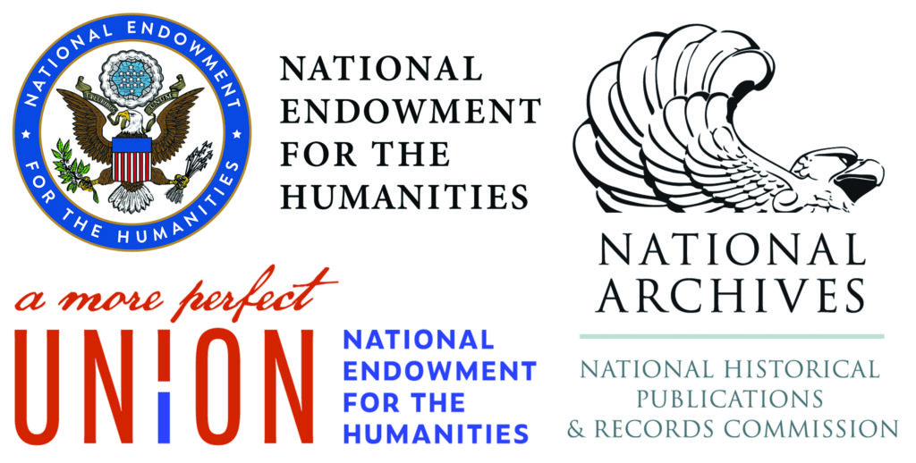 National Endowment for the Humanities, National Archives, and National Historical Publications and Records Commission. Image features three logos. 