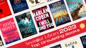 2023 Top Circulating Books at Seymour Library -- graphic with various book jackets.
