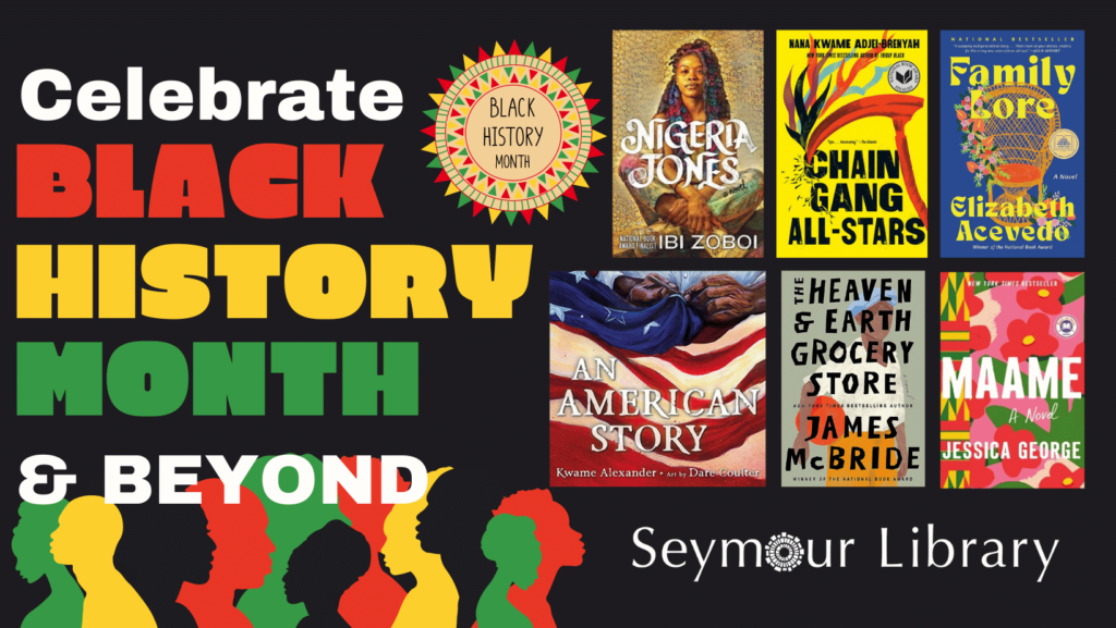 Black History Month and Beyond - graphic with images of book jackets