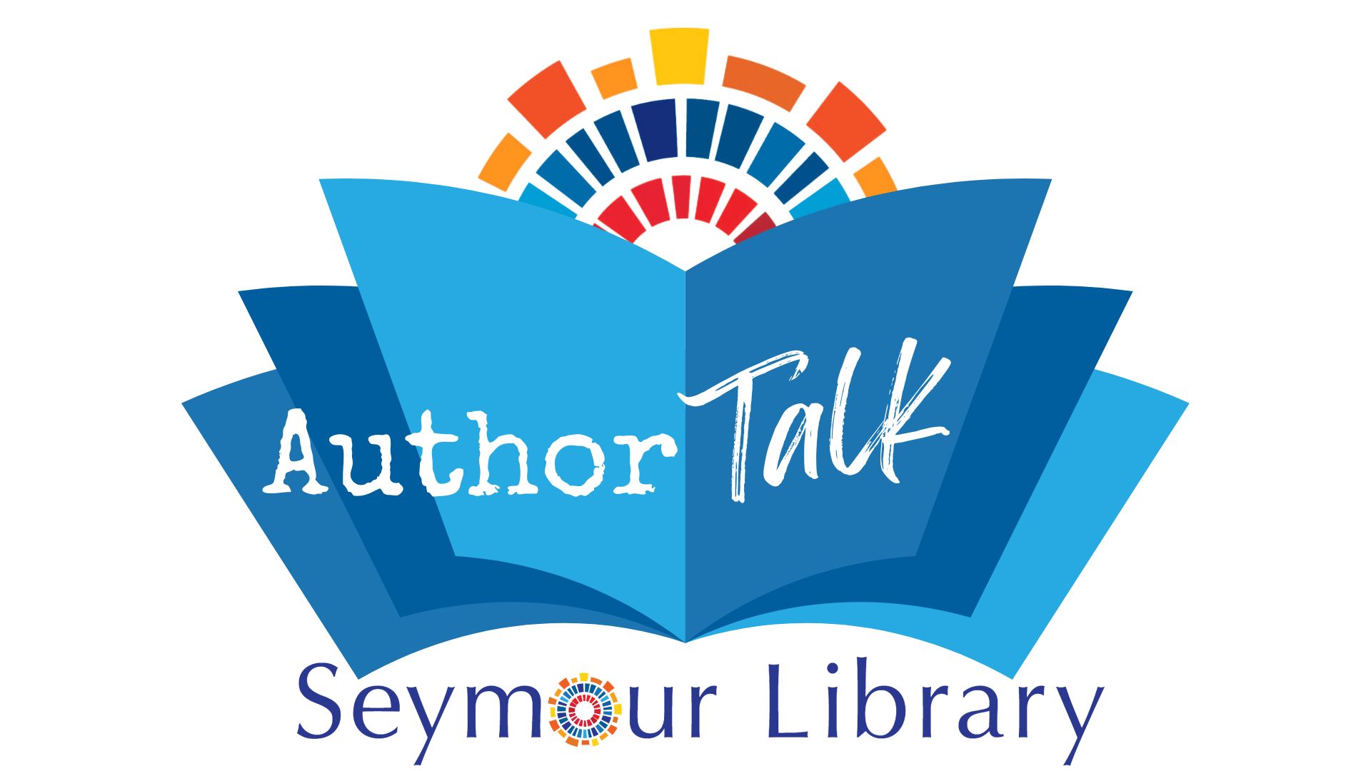 Seymour Library Author Talk - graphic with book and Seymour Library Logo